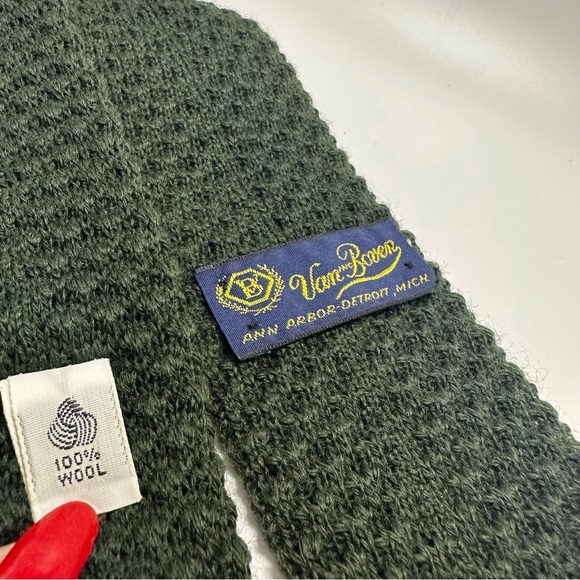 🥂SOLD🥂100% Wool Knit Dark Green Slim Van Boven Straight Edged Tie 2.75” - Picture 3 of 9